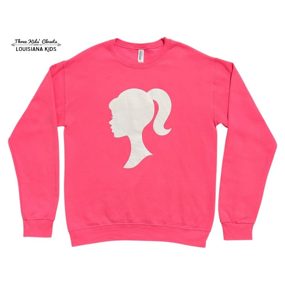 Small Shop Women's S Barbie Pink Silhouette Sweatshirt